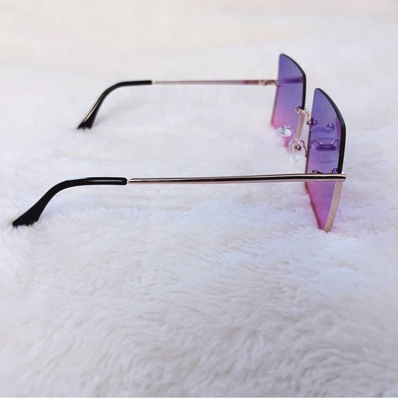 Blair Purple Rectangle Half Rim Sunglasses - Picture 7 of 10